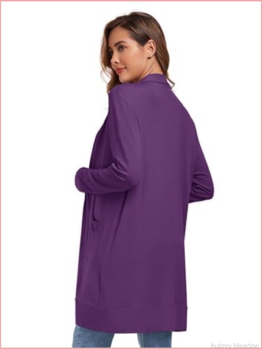 Lightweight Long Sleeve Open Front Cardigan with Pockets - Picture 4 of 7